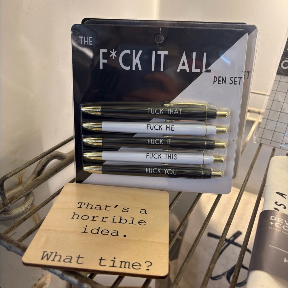 “F**k it All” Black and White Pen Set with Bold Statements